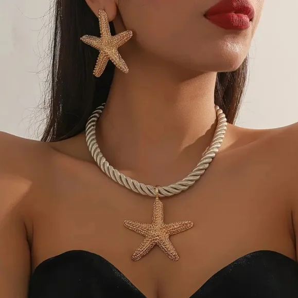 Starfish Corded Necklace and Earring Set - Picture 6 of 7